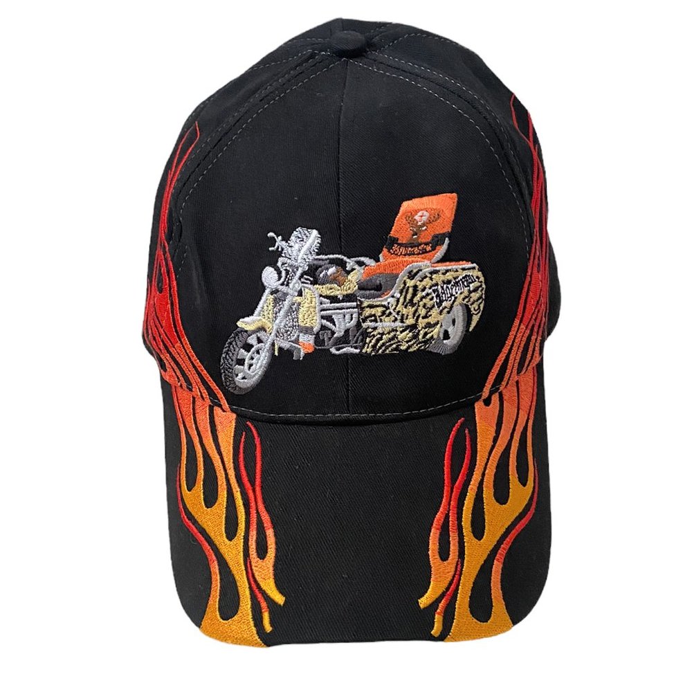 Official Jagermeister Baseball Cap Hat Black Fire Motorbike Adjustable NEW